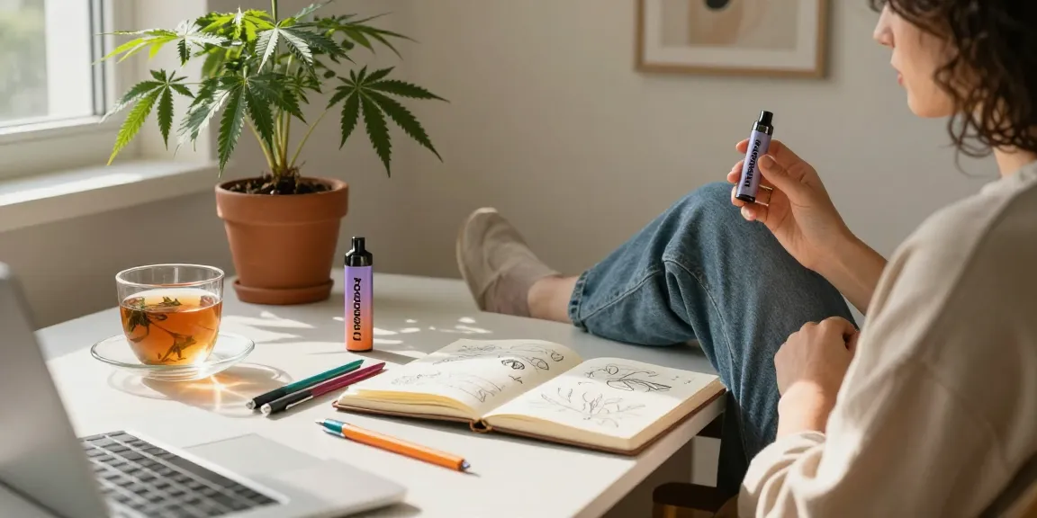 Pack man thc vape provides a natural wellness experience in a creative home office, highlighting CBD’s benefits.
